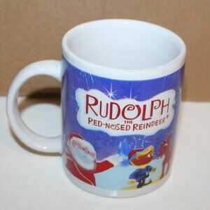 Rudolph the Red Nosed Reindeer White/Blue/Red Ceramic Coffee Mug 12 oz